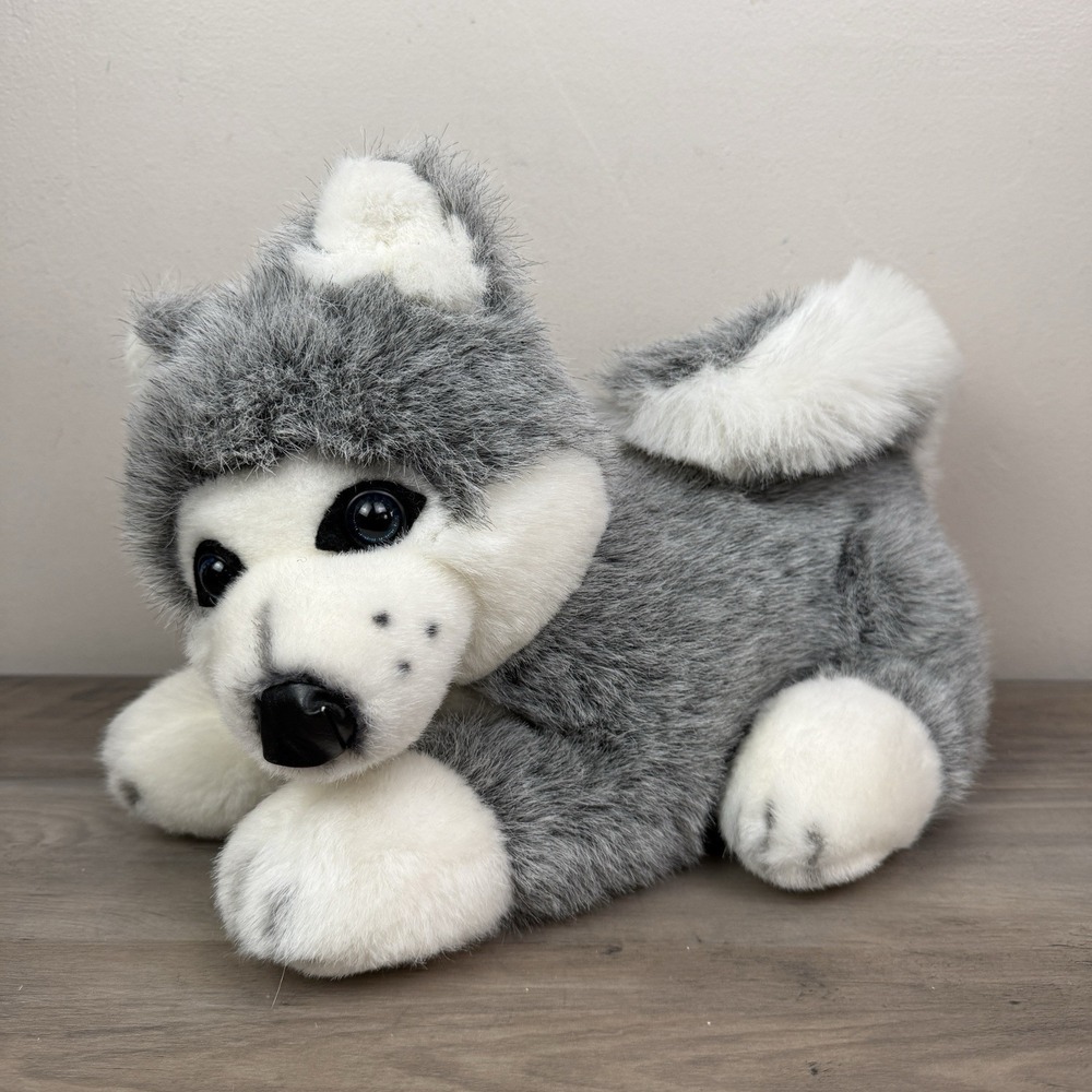 Vtg Fiesta‎ Sitting Husky Plush Dog Puppy Stuffed Animal 15" 1989 HTF Realistic